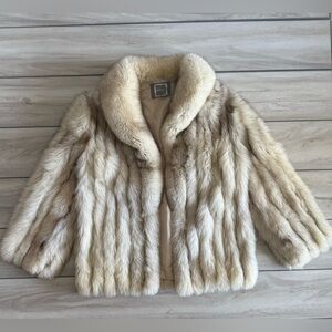 SAGA FOX Fur Jacket Grey/Beige XXL EUC